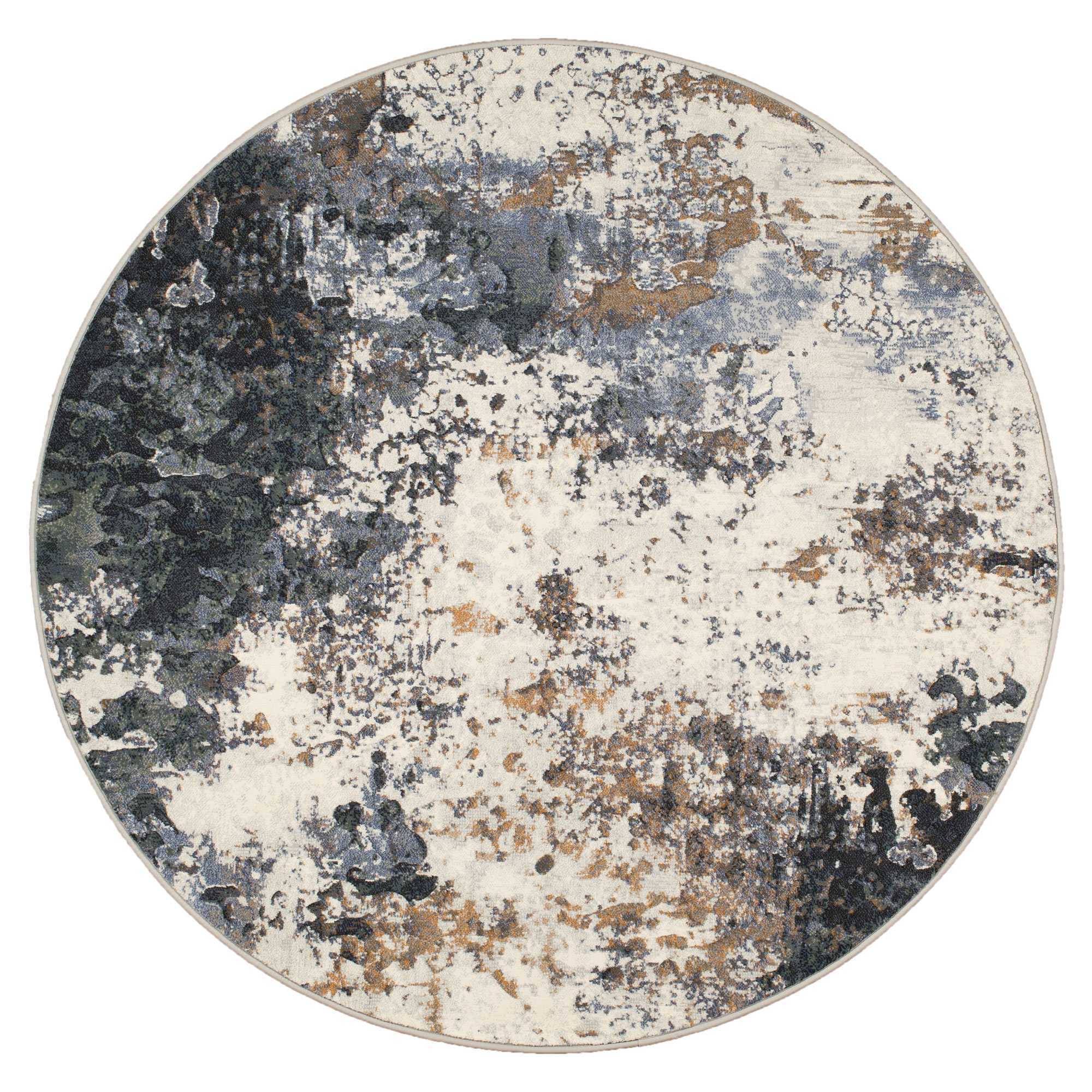 Galleria Circle Abstract Round Rugs In 63395 7656 Blue